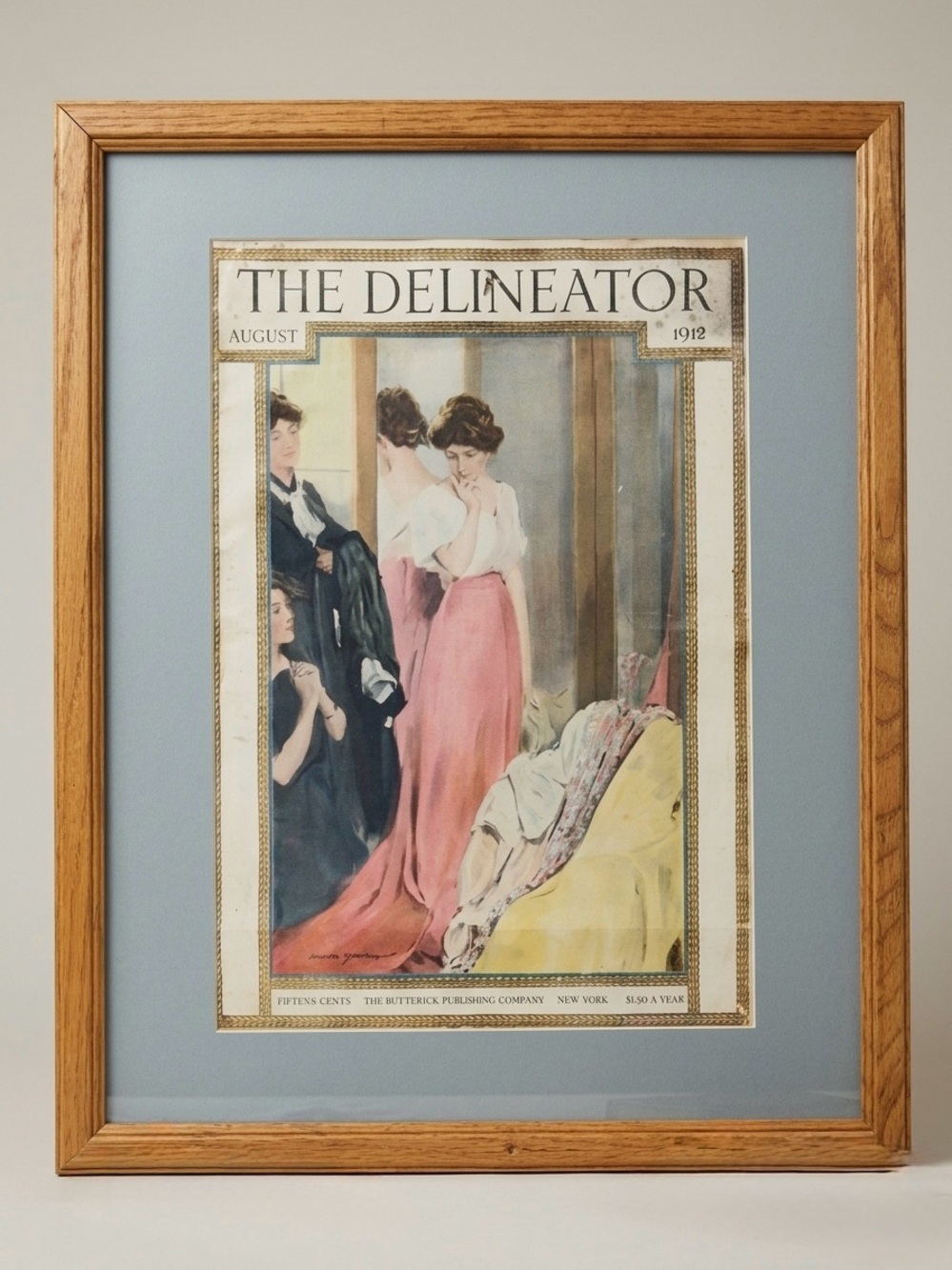 Antique 1912 "The Delineator" Magazine Cover – Framed Vintage Fashion Art